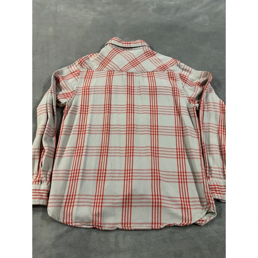 The North Face Mens Large Grey Red Plaid Flannel Button Up Shirt L Cotton